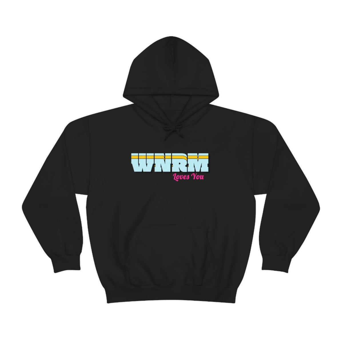 WNRM Loves You Unisex Heavy Blend™ Hooded Sweatshirt, black with white background