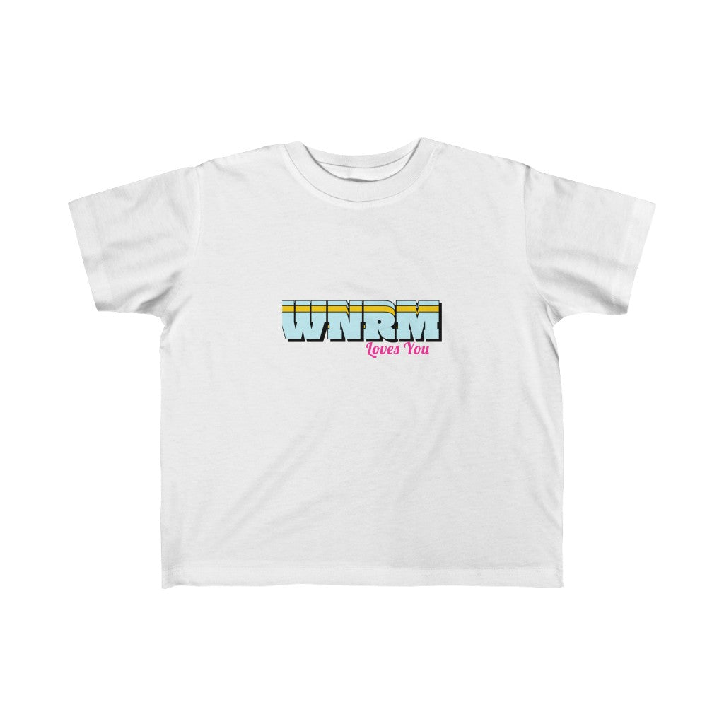 WNRM Loves You Kid's Fine Jersey Tee, white on white background